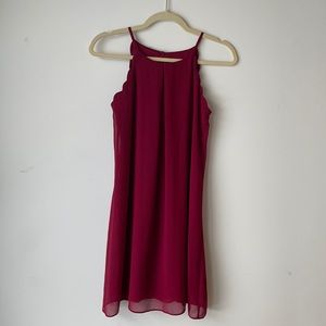 BCX Wine Scalloped A-Line Dress